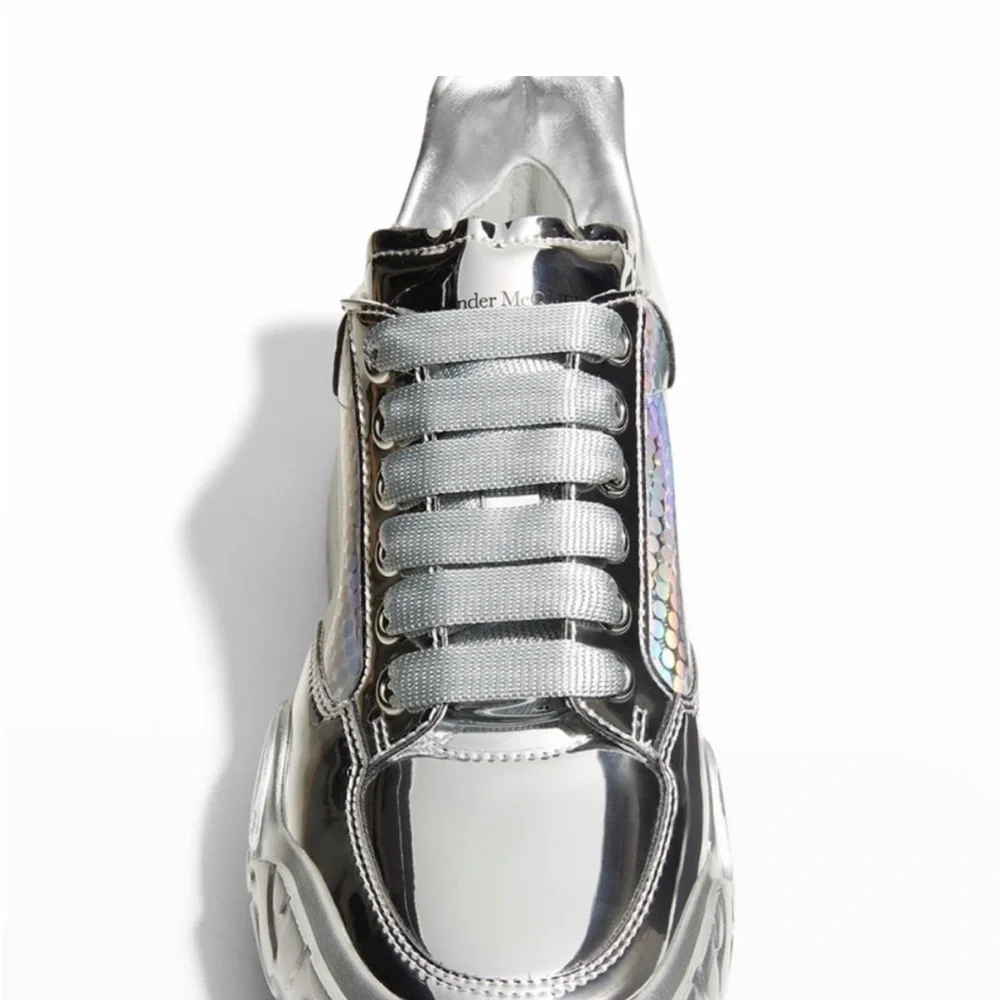 Alexander McQueen Silver Holographic Athletic Shoes